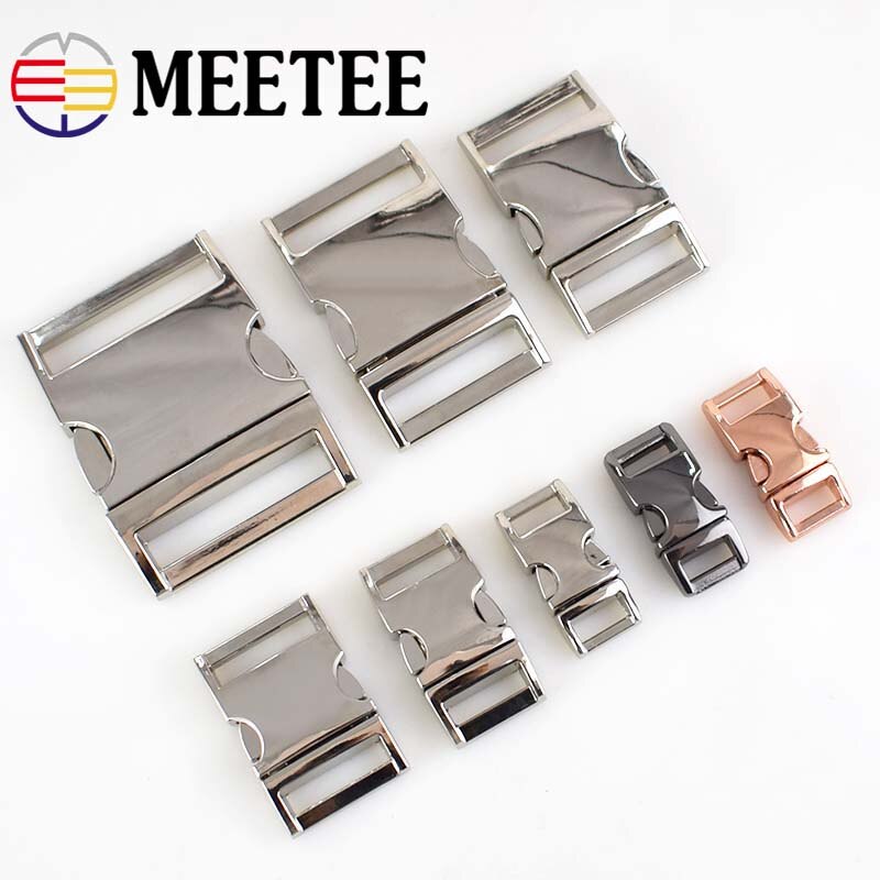 Meetee 2/4pcs 10-38mm Metal Side Release Curved Buckles for Paracord Bracelet Dog Collar Bags Belt Webbing Buckle Accessories