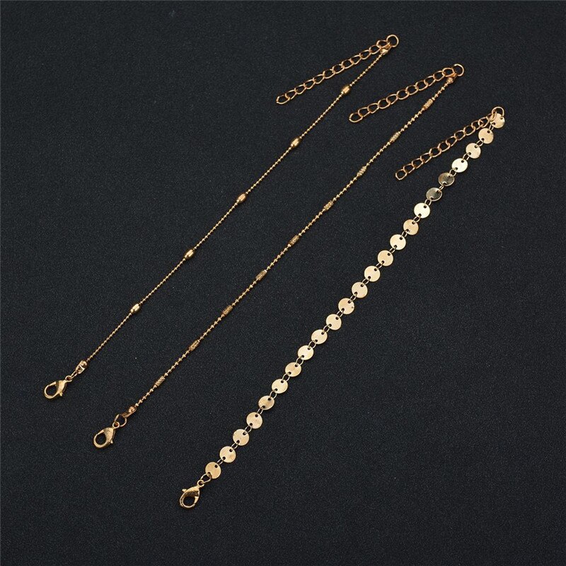 Modyle bohemian dames enkelbandje retro goudkleurige kralenketting pailletten enkelbandjes armbanden meerlaags boho benen voeten sieraden