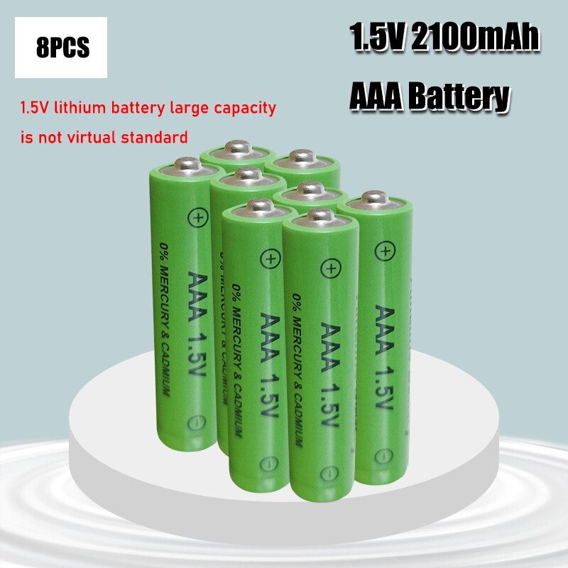 AAA Rechargeable Battery 1.5V 2100mah Alkaline Batteries for Remote Control Electronic toys LED light Shaver Radio: 8PCS