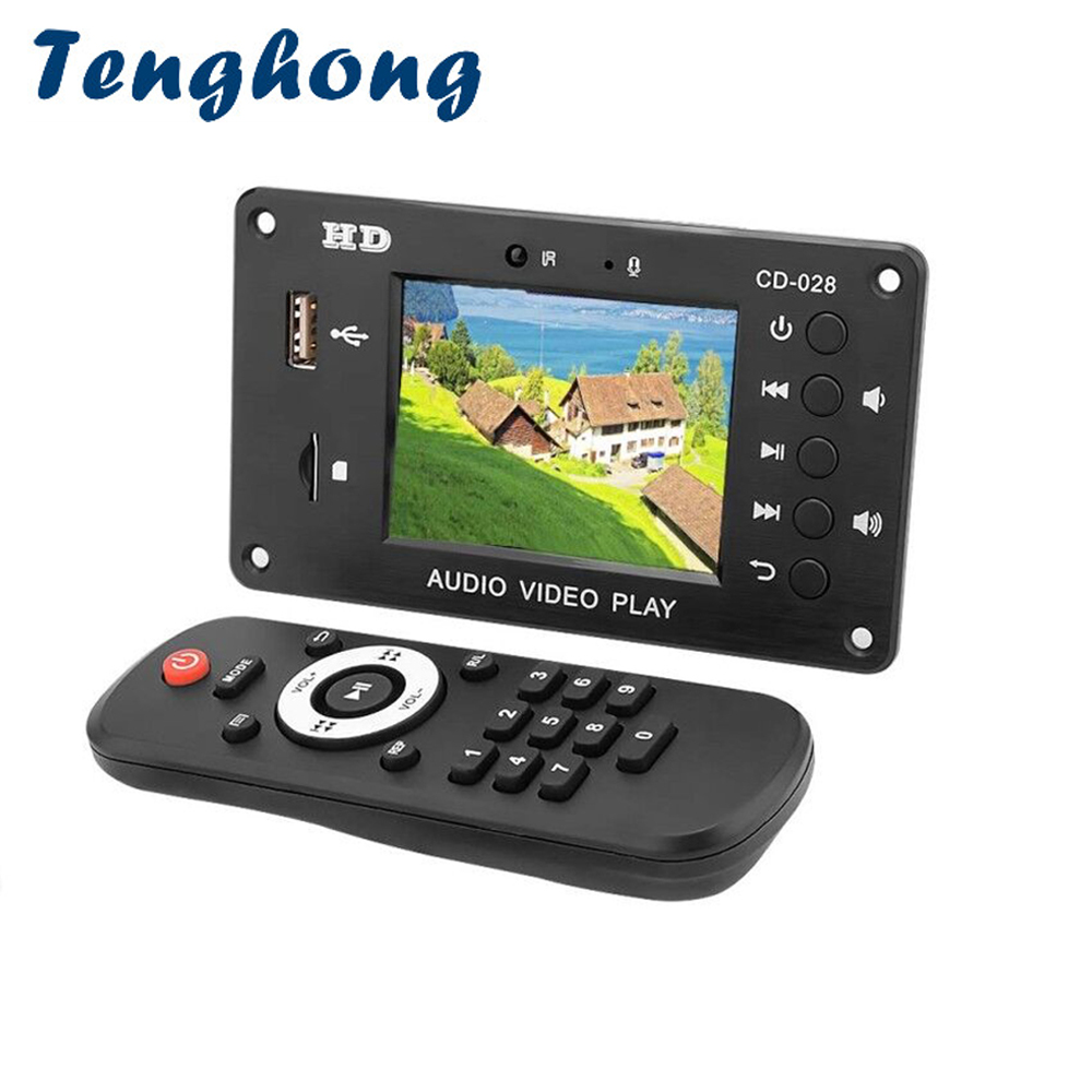 Tenghong-REPRODUCTOR decodificador MP3 Bluetooth 5,0, 2,8 pulgadas, HD, 7-24V, módulo de decodificación de vídeo Multimedia, AUX, USB, tarjeta TF, amplificadores de sonido DIY
