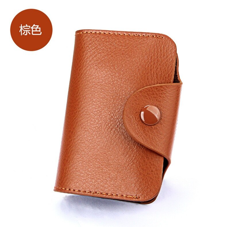 Portatarjetas de cuero genuino Unisex portatarjetas DE CRÉDITO Cartera de tarjeta de crédito de Banco tarjetero de mujer portatarjetas porte carte: brown