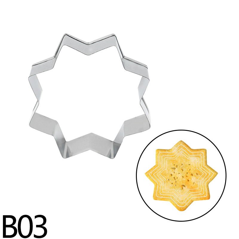 Emporte-pièce Eid Mubarak, décor de mosquée, lune, étoile, Biscuit, moule pour la maison, fête musulmane islamique, outil de cuisson DIY: B03-1Pcs