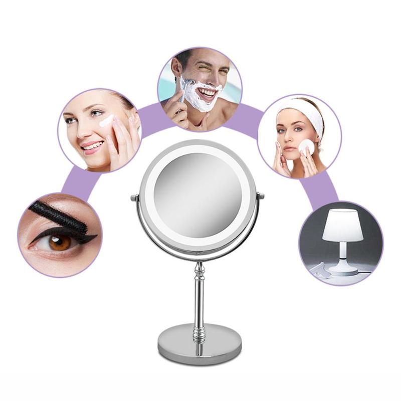 Magic Cosmetic Mirror 7 Inch 10x Magnification Dual Sided LED Makeup Mirror 360 Degree Rotating Makeup Mirror