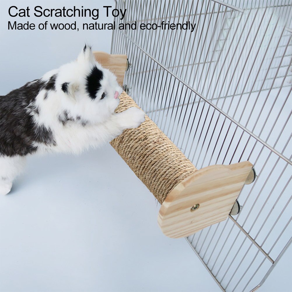 Wooden Natural Durable Cat Scratching Bar Board Post Funny Toy Cat Scratching Column Climbing Frame Solid Wood Column Grab Board