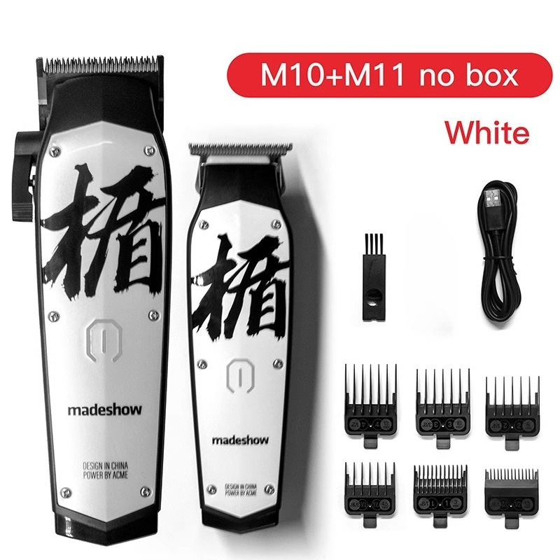 Madeshow M10 + tondeuse à cheveux professionnelle pour homme barbier 0mm tondeuse à tête chauve 2200mAh finition Machine de coupe de cheveux 7000 tr/min