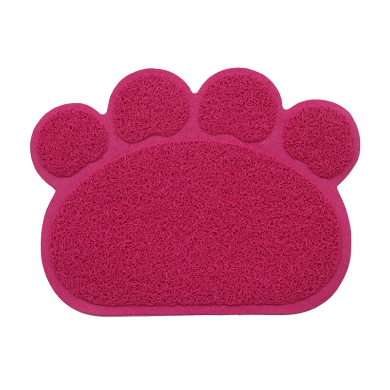 Pfote Geformt Katzenstreu matt Wurf Fangen Pad Wasserdichte PVC Haustier Hundefutter Matten Fütterung Tischset Einfach Waschen Nicht-Unterhose Boden Pads: Rose / S(30x40cm)