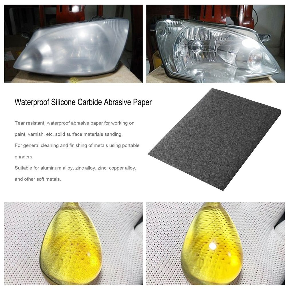 50 Sheets Black Waterproof Abrasive Paper Silicone Carbide Electro Coated Abrasive Paper Wet&Dry Usable CC45P