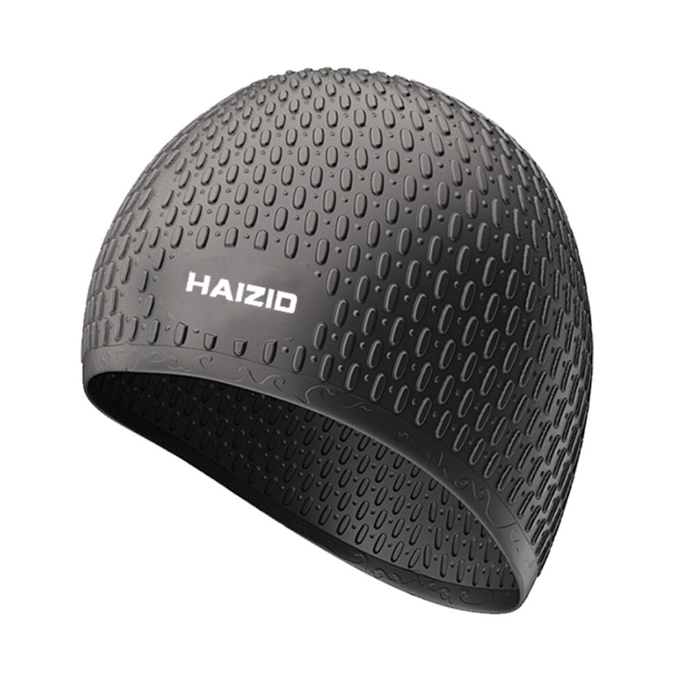 Silicone Waterproof 3D Elastic Swimming Caps For Men Women Long Hair Swimming Hat Cover Ear Bone Pool Adult Swim Cap: Black