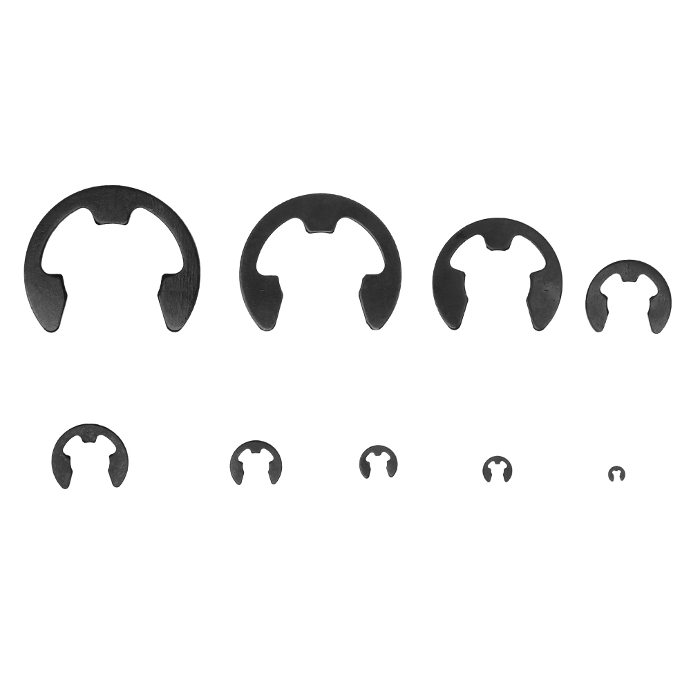 Juego de arandelas de anillo de retención externa, Kit surtido de anillos de anillo de retención tipo E, arandelas de Collar de rodamiento, mn-steel, negro, 328 piezas