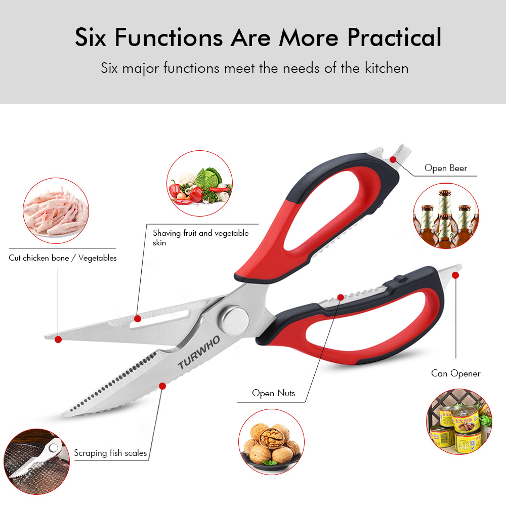 TURWHO Kitchen Shears Heavy Duty Kitchen Scissors with Holder for Meat/Vegetables/BBQ/Herbs Kitchen Accessories Cooking Tools