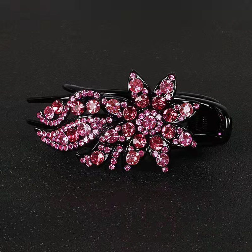 Épingle à cheveux en strass brillant, feuille de fleur, bec de canard, griffes rétro, accessoires pour cheveux pour femmes, couvre-chef queue de cheval brillante: Or