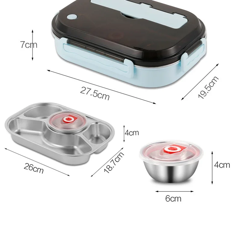 4 Compartment Sealed Lunch Box Stainless Steel Insulated Lunch Box Lunch Box Picnic Storage Multi-compartment Children's Bowl