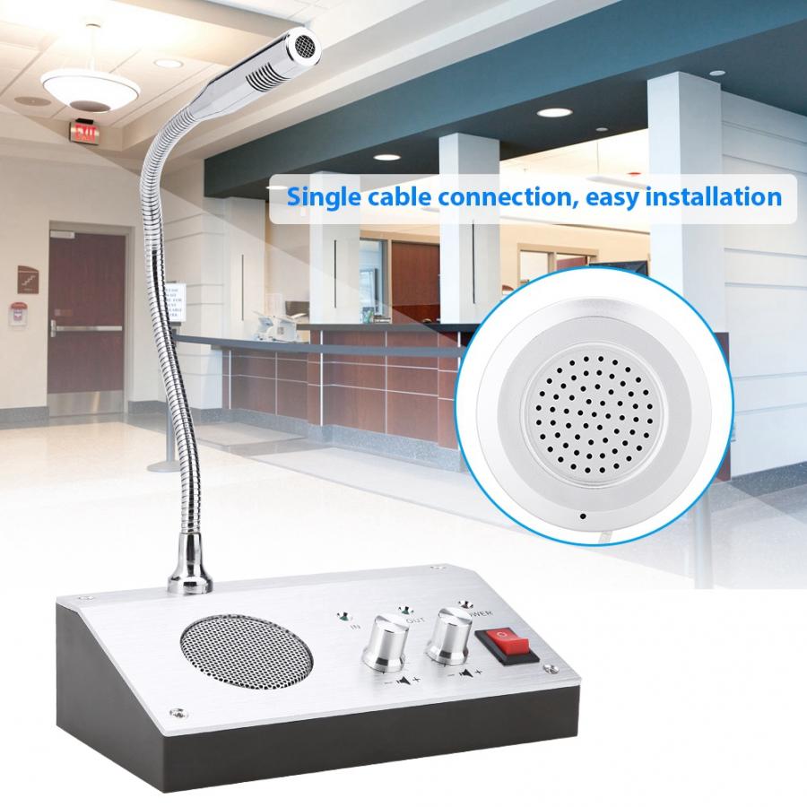 100-240V Dual Way Voice Mic Speaker Intercom Window Counter Interphone for Security Company