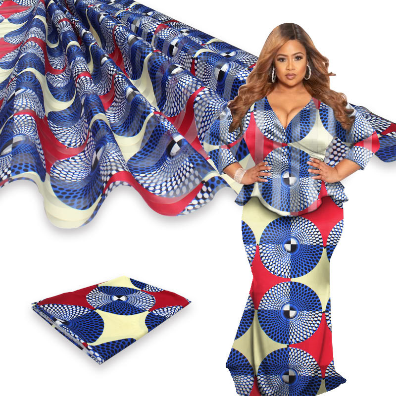 Ankara stof afrikansk ægte voks print 4 yards organza med 2 yards bånd materiale afrikansk silke ankara stof til tøj: Farve 10