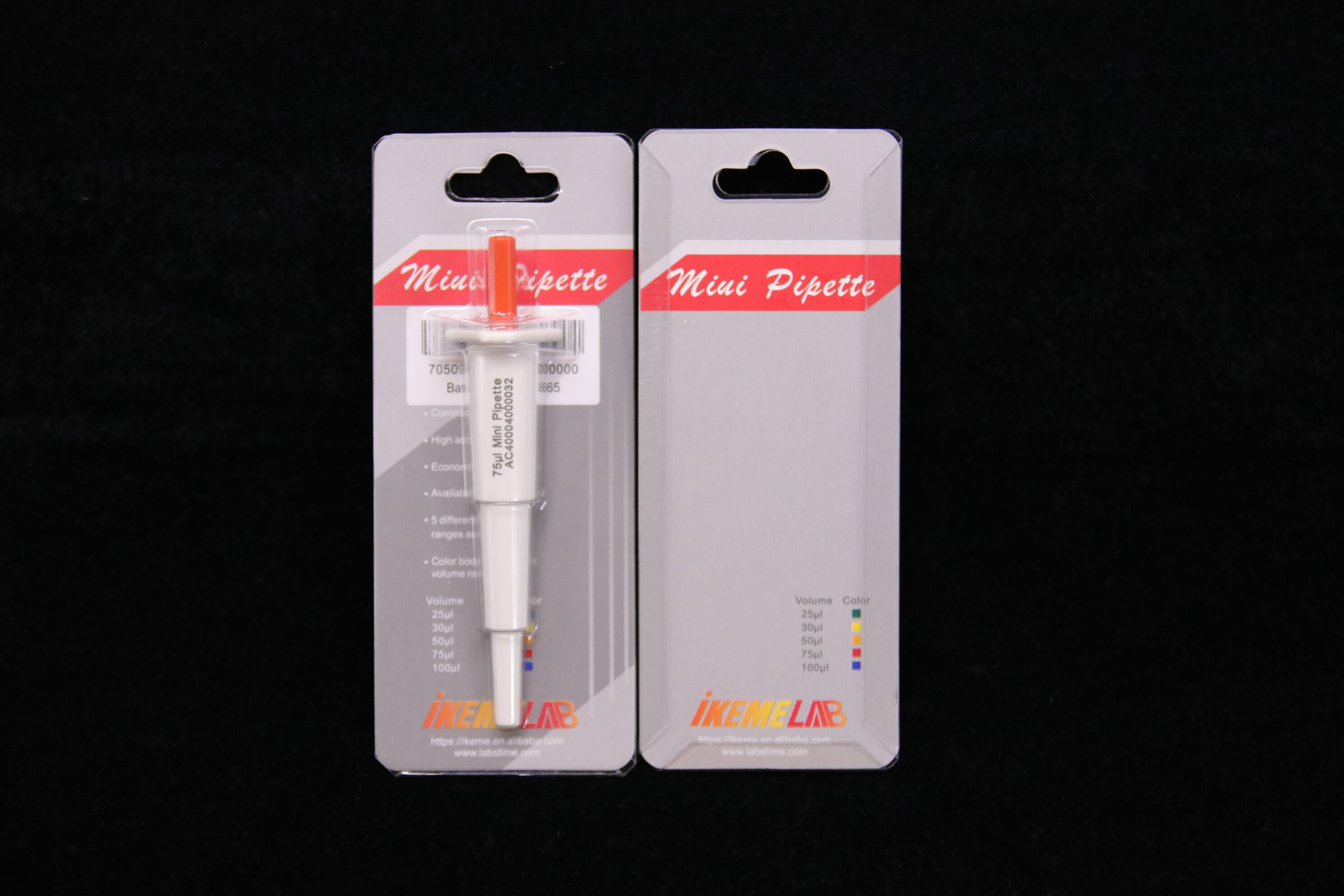 Mini Pipette Laboratory Manual Single Channel Micro individually packaged pipette gun 25ul/30ul/50ul/75ul/100ul/200ul