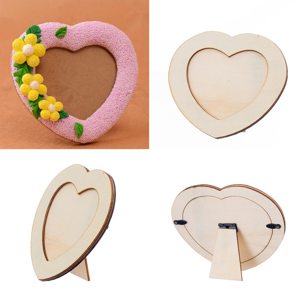 MagiDeal-marco de fotos de corazón de amor de madera, marco de fotos artesanal, Base de arte, de cumpleaños para niños y bodas