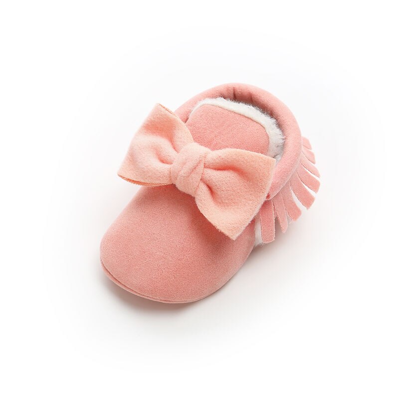 Wonbo söt rosett baby flickor vinter tossor spädbarn småbarn skor baby mockasiner första walkers: Modell 5 / 5