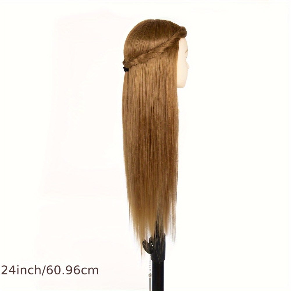 Synthetic Fiber Hairdresser Practice Styling Training Head, Human Model Doll Head, with Free Rubber Band and Hairdressing Tools