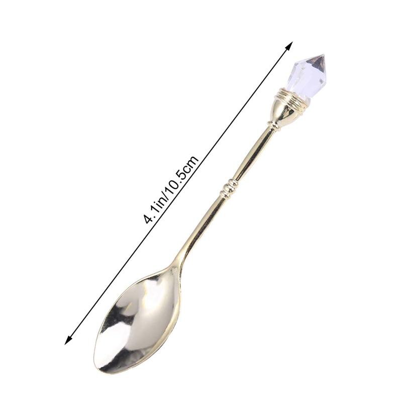 Cuchara de café Retro de estilo clásico europeo, cuchara revolviendo con cabeza de diamante, cuchara pequeña creativa para pastel de café, helado (dorado