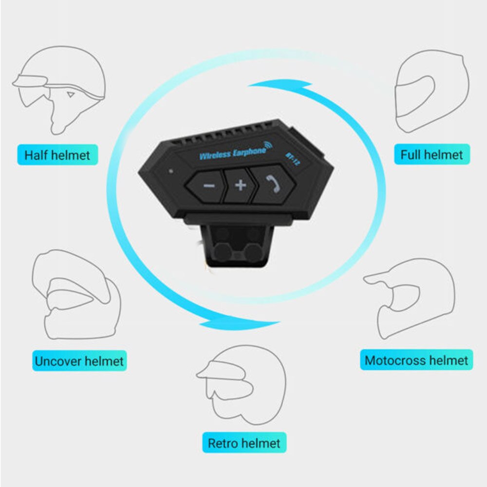 Motorrad Helm Headset kabellos Bluetooth Kopfhörer Lautsprecher Hände-Freies BT-12 Helm Bluetooth Headset Motorrad Kopfhörer