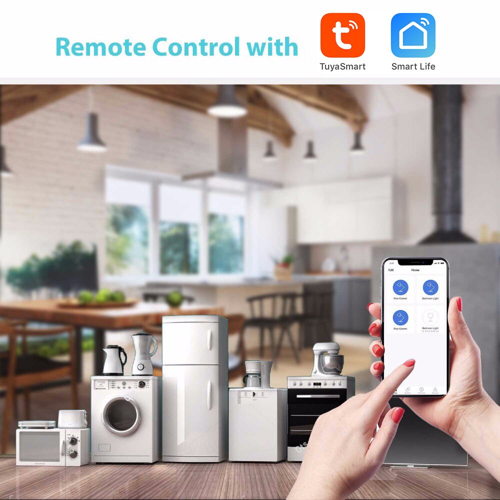 Disjuntor inteligente wi-fi tuya smart life, 16a, proteção de curto-circuito, compatível com alexa echo, google, controle remoto, interruptor wi-fi