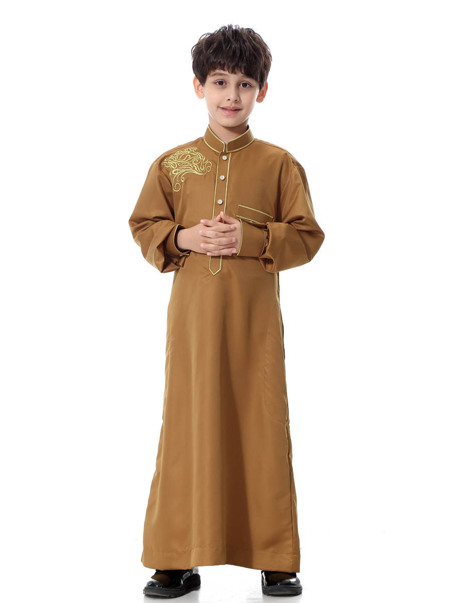 Arabische Moslim Kids Boy Jubba Thobe Abaya Kimono Lange Jurk Kaftan Voor Kinderen Islamitische Kleding Lange Gewaden Jurk Dubai Arab: XXL / Blauw