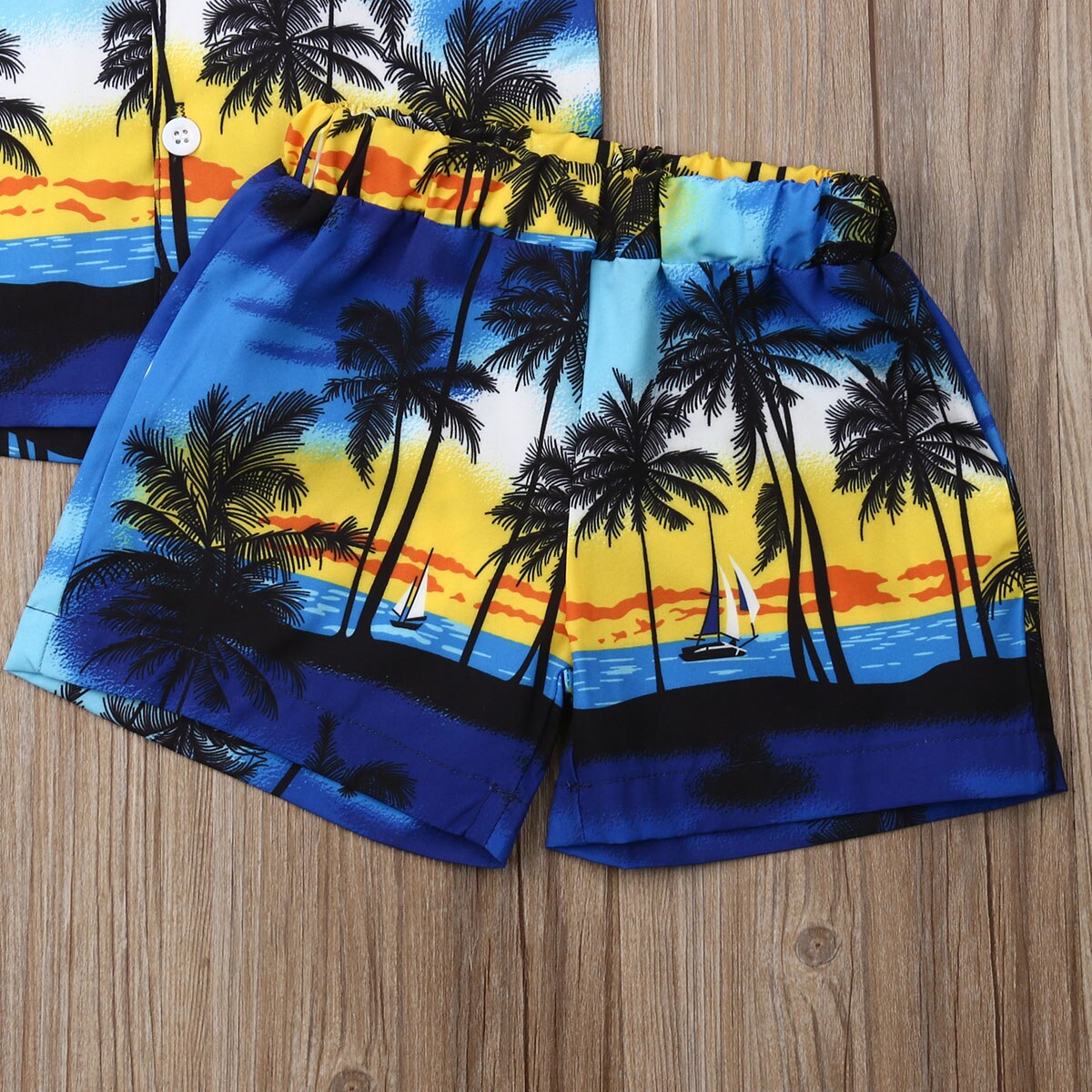 Conjunto de ropa de playa Hawaiana para niños pequeños y Chico Conjunto de camiseta de Lujo + Pantalones cortos 2 piezas ropa de playa para niños de verano 1-6T
