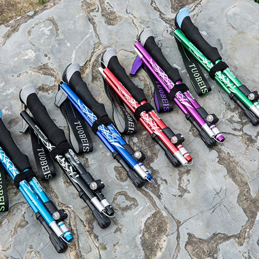 Hiking Poles Aluminum Alloy Ultra Light Walking Sticks Telescopic Folding Hiking Poles Outdoor Equipment