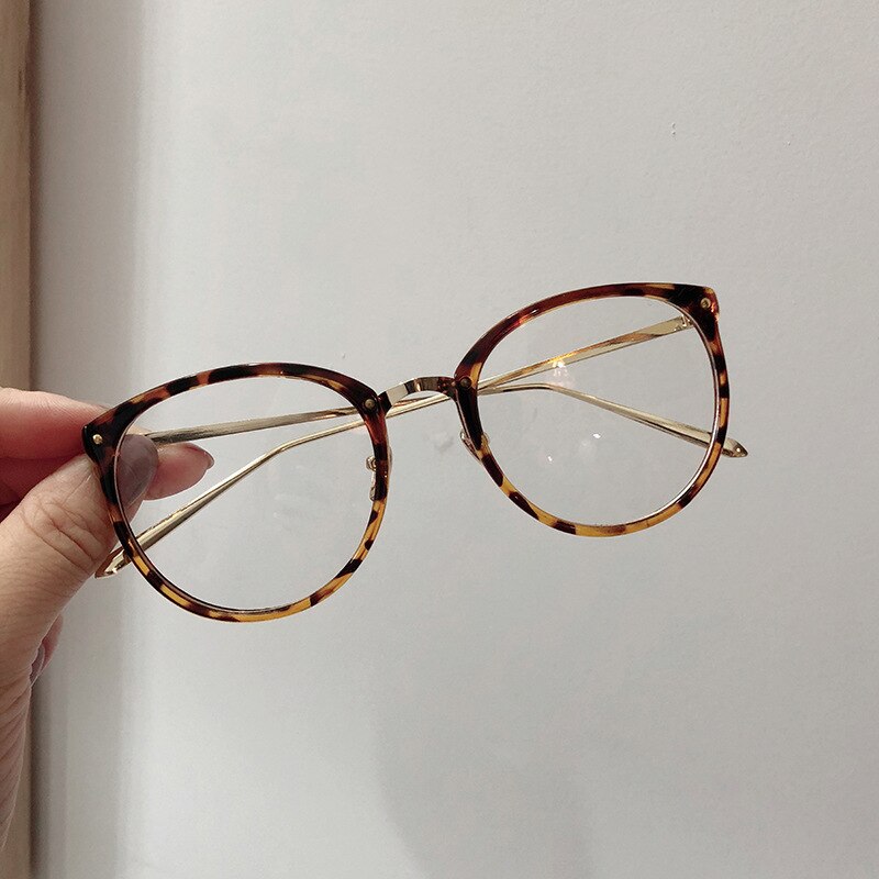 Women Men Optical Glasses Frame Round Oversized Eyeglasses Frames Metal Spectacles Clear Lenses Glasses