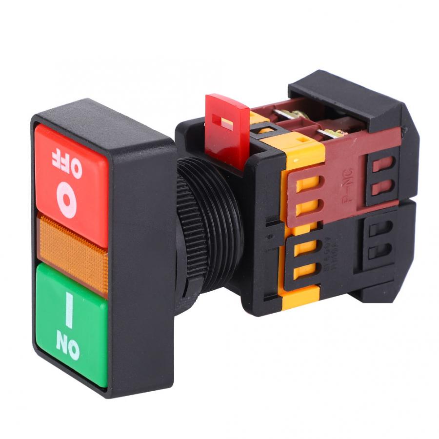 PPBB-30N Double Push-Button Switch with LED Light On-Off Momentary Button 24V/220V/380V