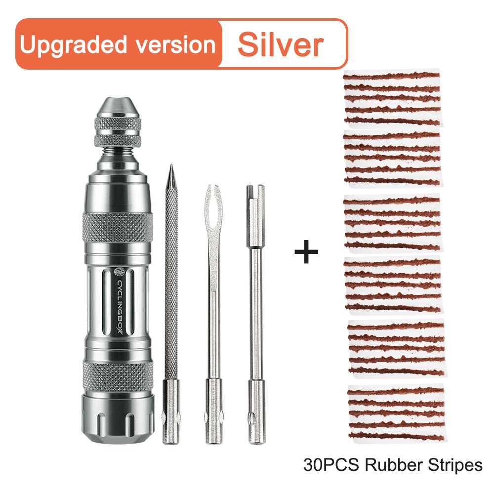Bicycle Tubeless Tire Repair Kit Tire Drill Rubber Strips Tyre Puncture Sealant Bicycle Repair Tools: Tool C Set Plus