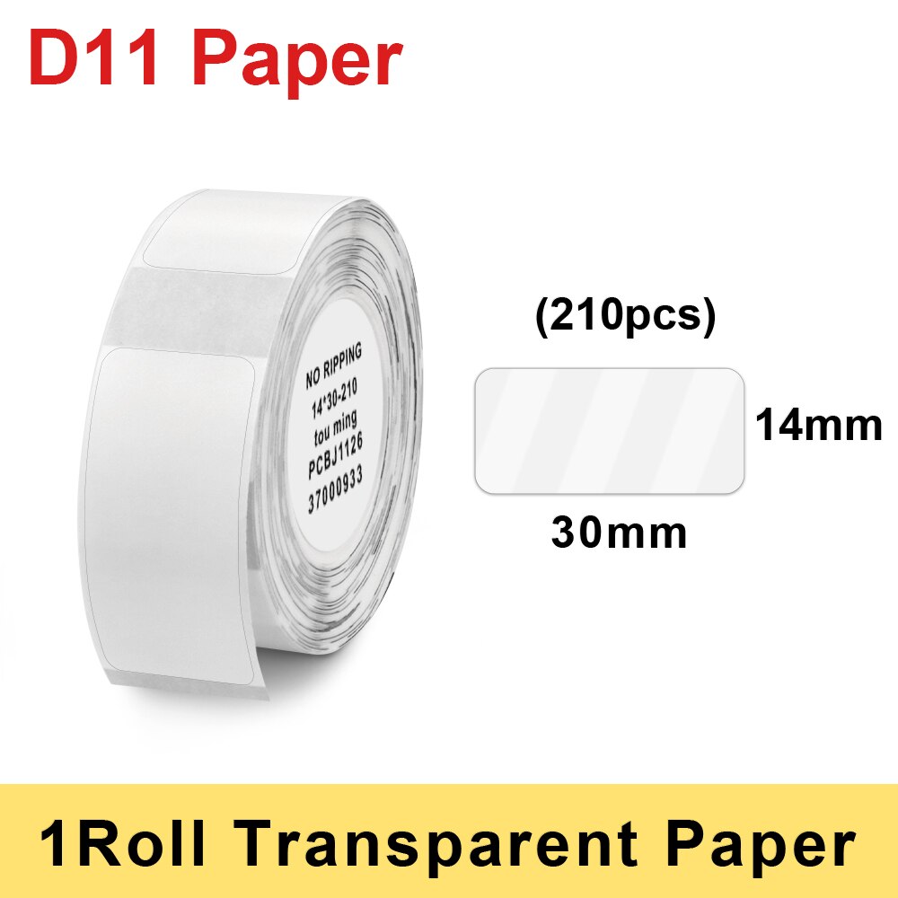 1Roll Niimbot D11 D110 Luminous label Wireless label Sticker waterproof Thermal Label paper for Mini Niimbot D11 Label Printer: Transparent Label