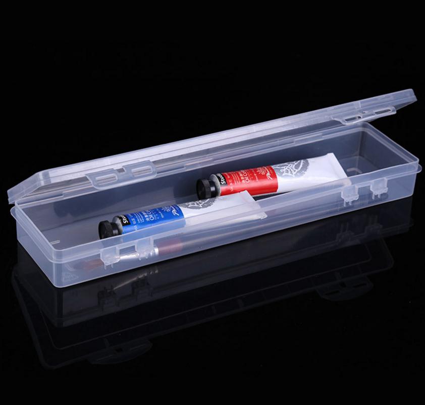 Student Art Schilderen Borstel Gum Pigment Borstel Pen Box Robuuste Plastic Transparante Pen Box Briefpapier Opbergdoos