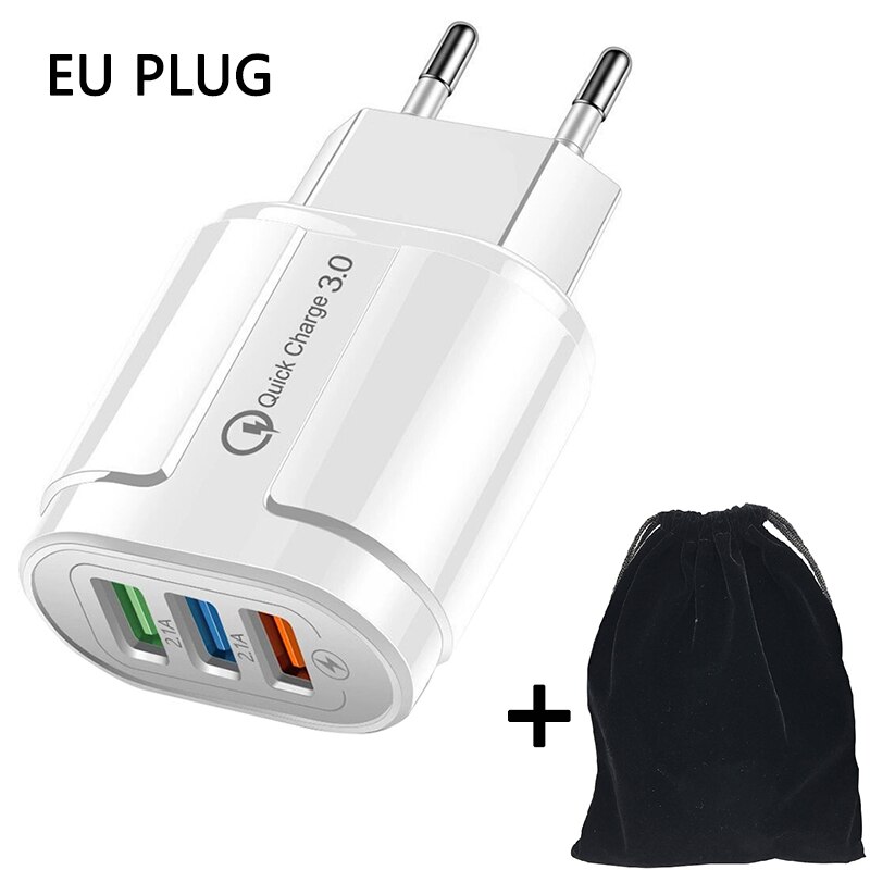 Quick Charge 3.0 For iPhone Charger Wall Fast Charging For Samsung EU Plug for Xiaomi for Huawei Mobile Phone Chargers Adapter: White Bag