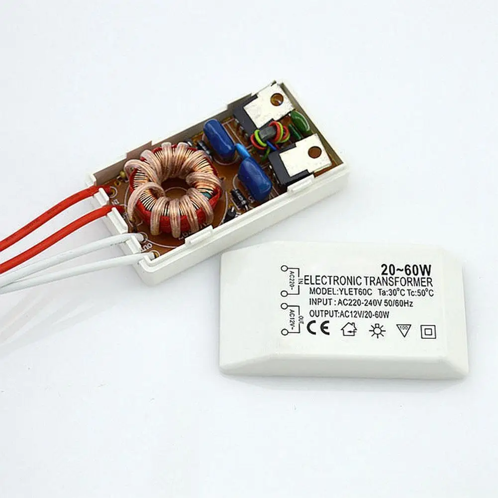 Ac 220v til  ac 12v led-driver elektronisk transformer 20-60w lavspændings halogenlampe strømforsyningsadapter belysningstilbehør