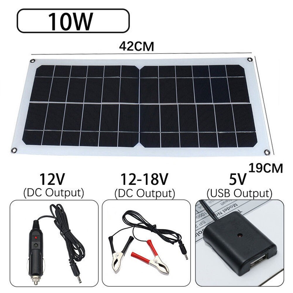 Solar Cells Solar Panel Solar Charging Equipment 10W Monocrystalline Silicon Durable Connectable Environmental Car Camping