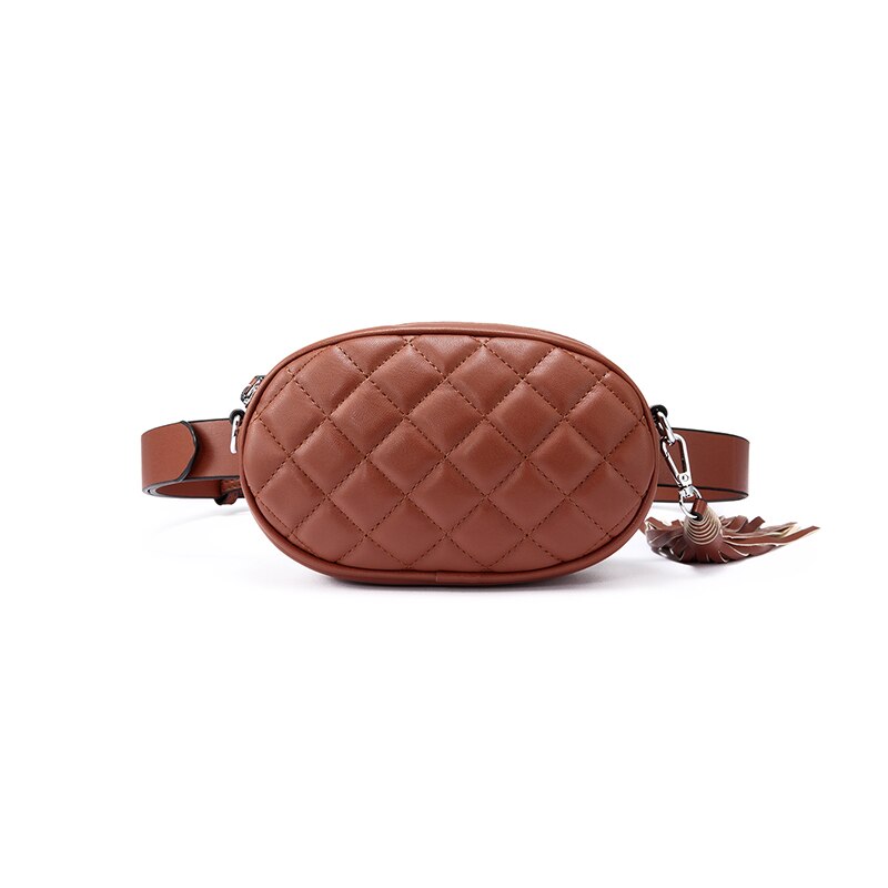 LOVEVOOK Fanny Pack for Women - PU Leather Chest Bag - Plaid Shoulder Pouch - 20x6x11cm
