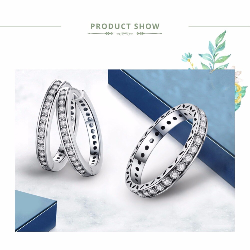Bamoer 925 Sterling Zilver Cz Eenvoudige Vrouwelijke Oorringen Sieraden Voor Vrouwen Sterling Zilveren Sieraden PAS456