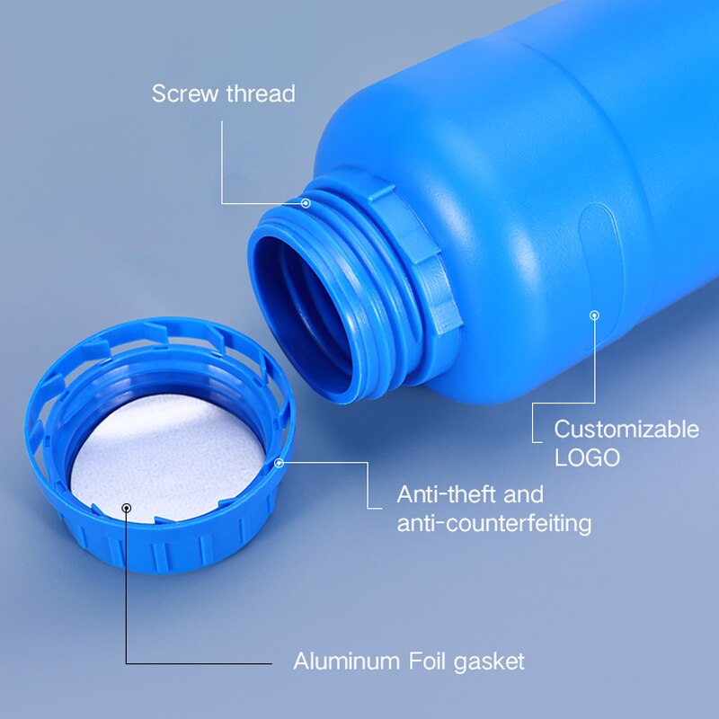Round Plastic bottle with Lid Empty storage container for Disinfection Alcohol Food Grade HDPE material 1PCS