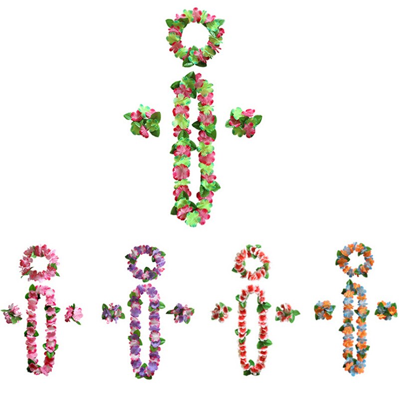 4 stk/sæt fancy kjole kunstig hawaiiansk blomst leis guirlande halskæde fest hawaii strand sjove blomster gør-det-selv fest dekoration