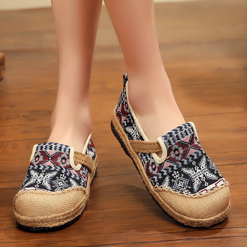 SONDR bordado vintage casual mujeres zapatos chinos planos slip on zapatillas mujer primavera y otoño oxfords punta redonda ayakkabi