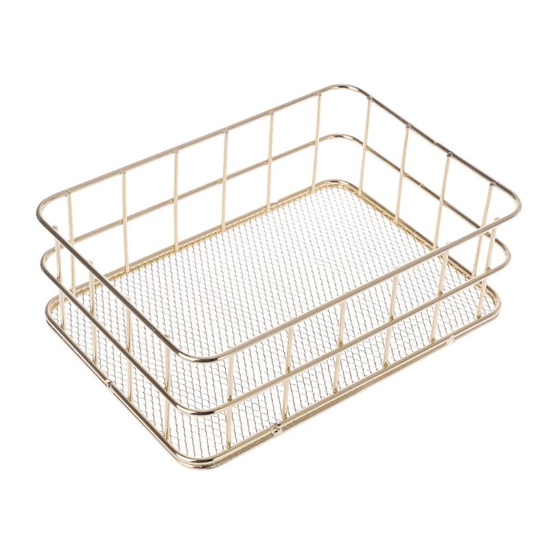 Modern Metal Storage Basket Wire Mesh Crate Container Kitchen Office Bathroom Shelves Makeup Desk Organizer