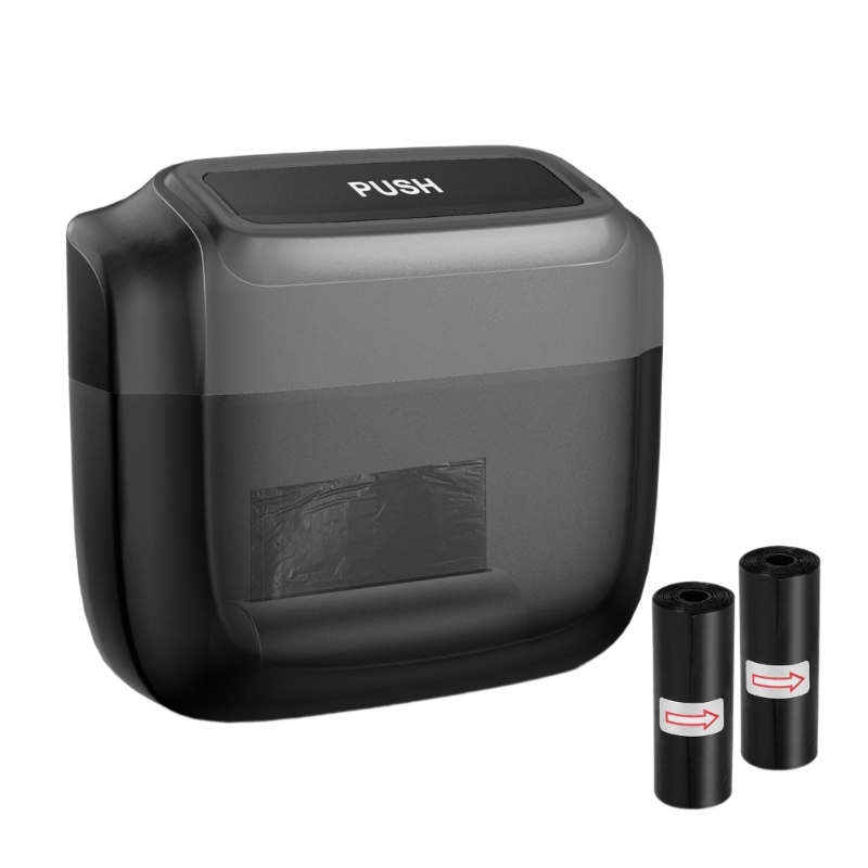 Cubo basura para coche, bote basura colgante con tapa, caja almacenamiento para basura vehículo: Negro