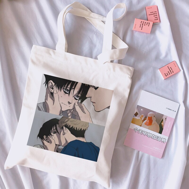 Sangwoo Yoonbum Doden Stalking Canvas Tas Koreaanse Cartoon Shopper Tas Vrouwen Tas Ins Grote Capaciteit Casual Vrouwen Schoudertas