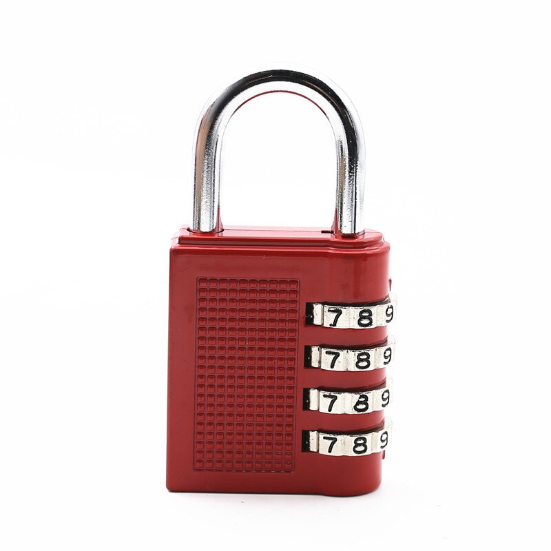 Heavy Duty 4 Dial Digit Combination Lock Weatherproof Security Padlock Outdoor Gym Safely Code Lock Black: Red