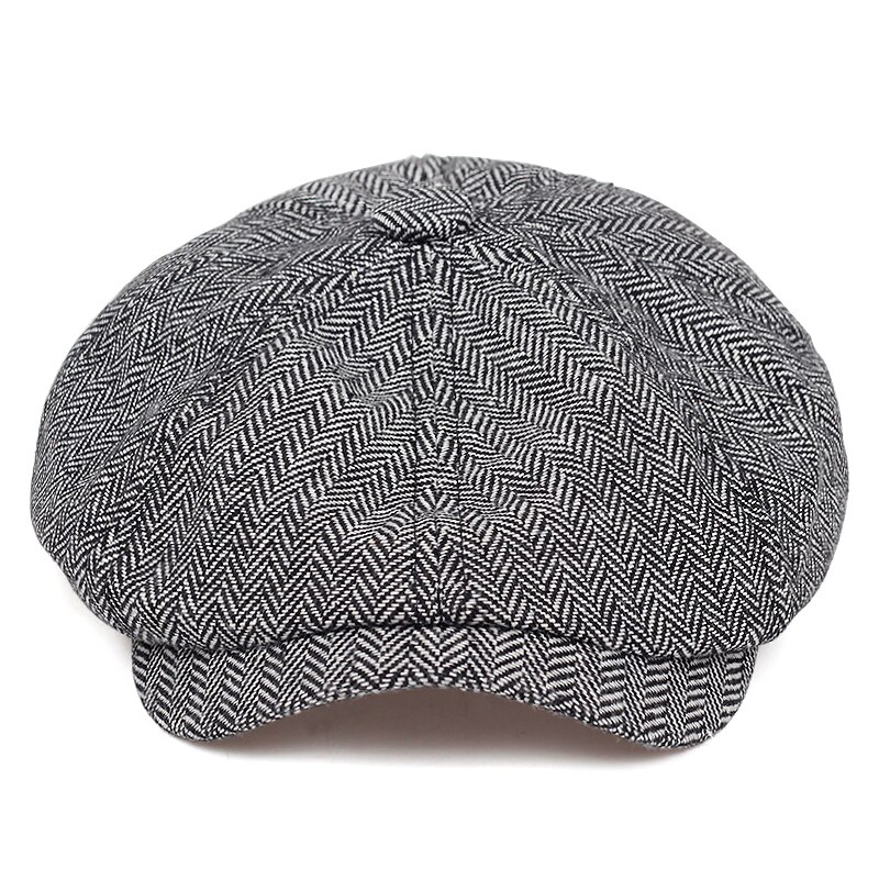 Nueva boina marrón de cuadros sombrero masculino algodón % hip hop sombreros Otoño e Invierno gorra de ocio al aire libre gorras de