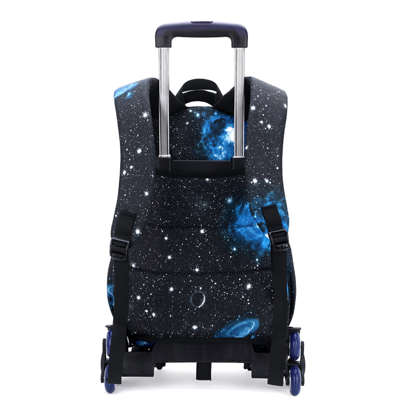 Kinder Trolley Schulranzen Raum Starry Sky Gedruckt Abnehmbarer Jungen Roll Rucksäcke Kinder Gepäck Rädern Taschen Bare Bookbag