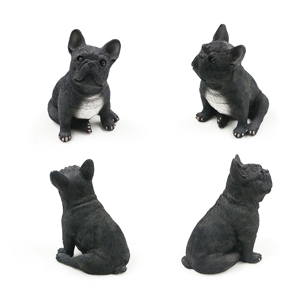 Bil ornament personlighed harpiks mini fransk bulldog dekoration hjem bil interiør imitation hund håndværk indretning tilbehør