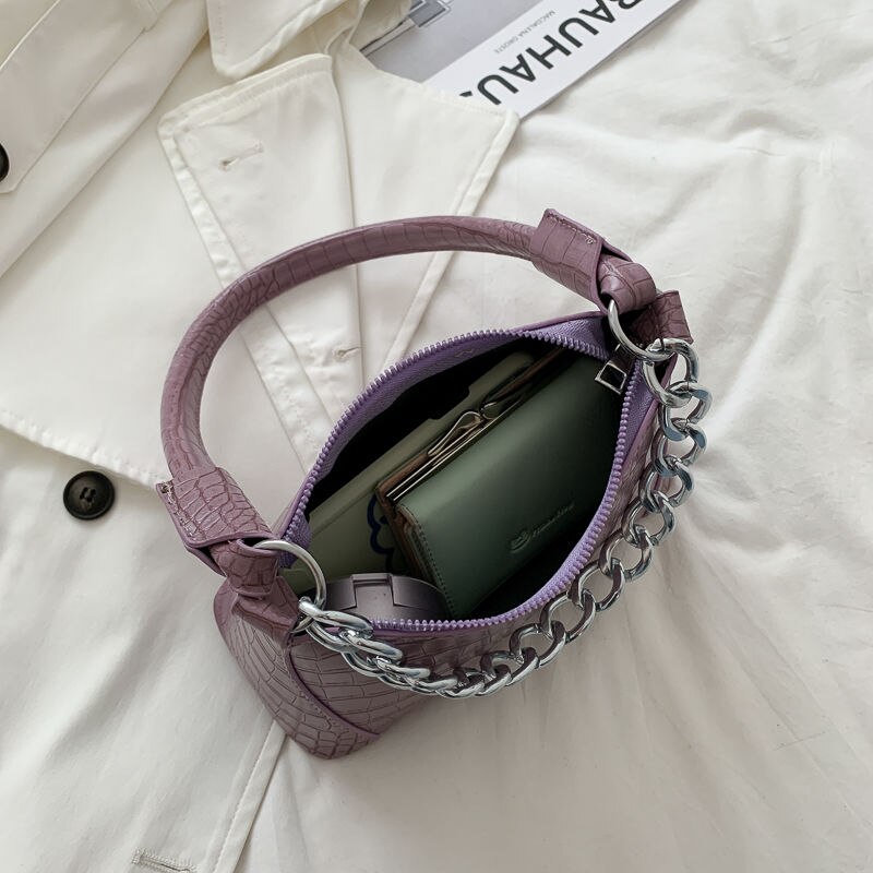 Dames oksel handtassen krokodillenpatroon pu leer dames baguette tas hoge kwaliteit clutch kleine schoudertassen
