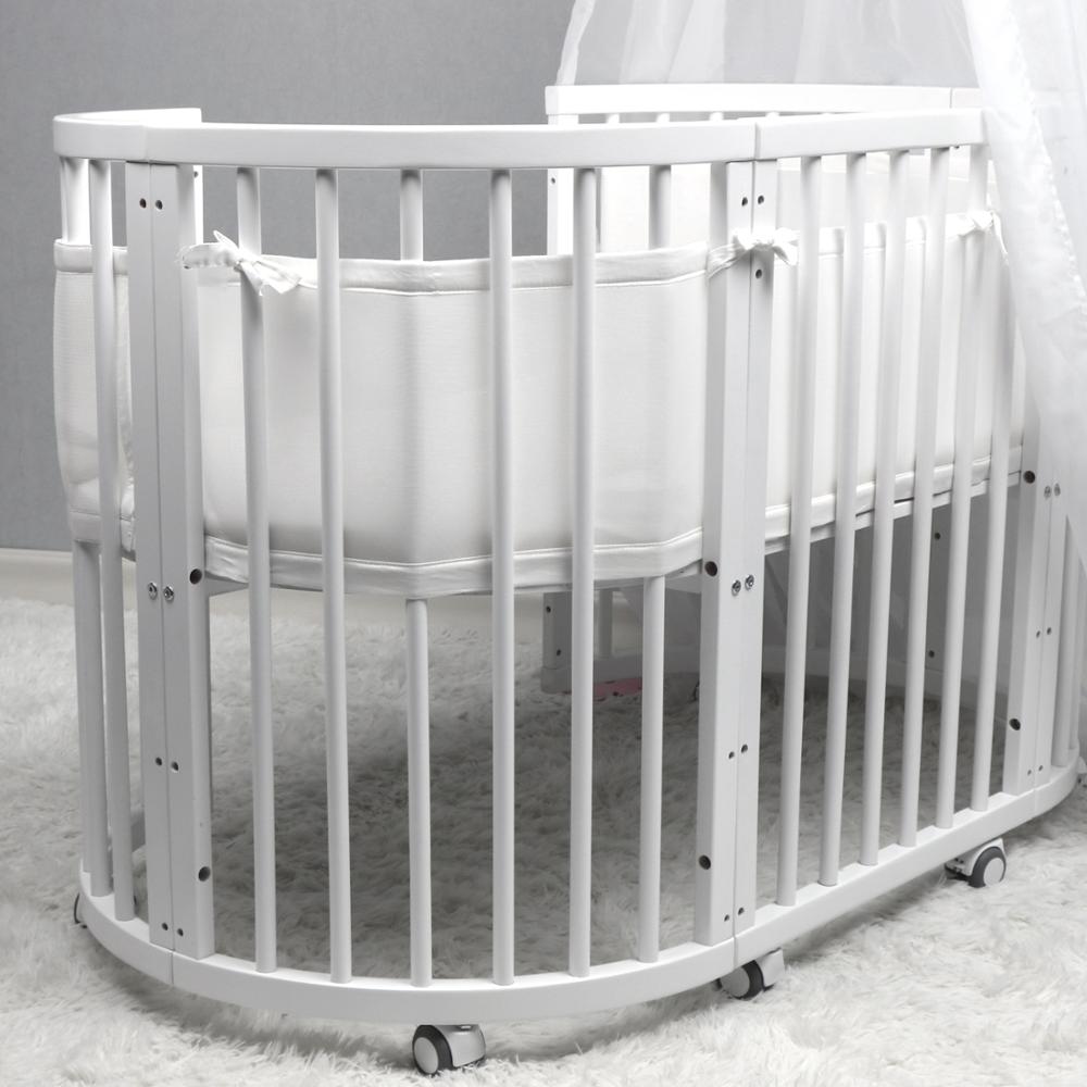 Baby Gevlochten Wieg Bumper Breathablebaby Klassieke Ademend Mesh Wieg Liner-Wit